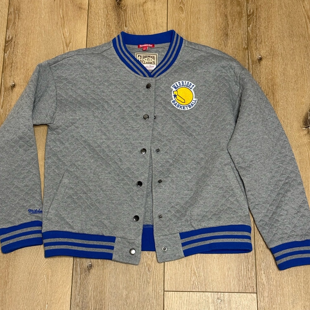 NBA MITCHELL & NESS GOLDEN STATE WARRIORS HARDWOOD CLASSICS QUILTED JACKET Large